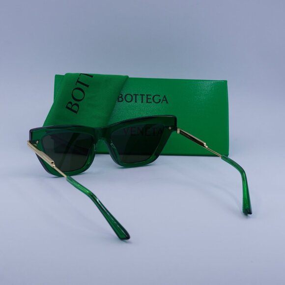 Bottega Veneta BV1241S 003 Cat Eye Sunglasses - Transparent Green/Gold/Green main image 12